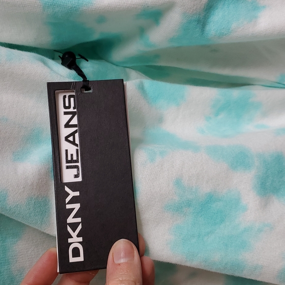 DKNY Jean's Oasis Aqua blue Tie Dye Long sleeve Sweater size Large - Picture 5 of 9
